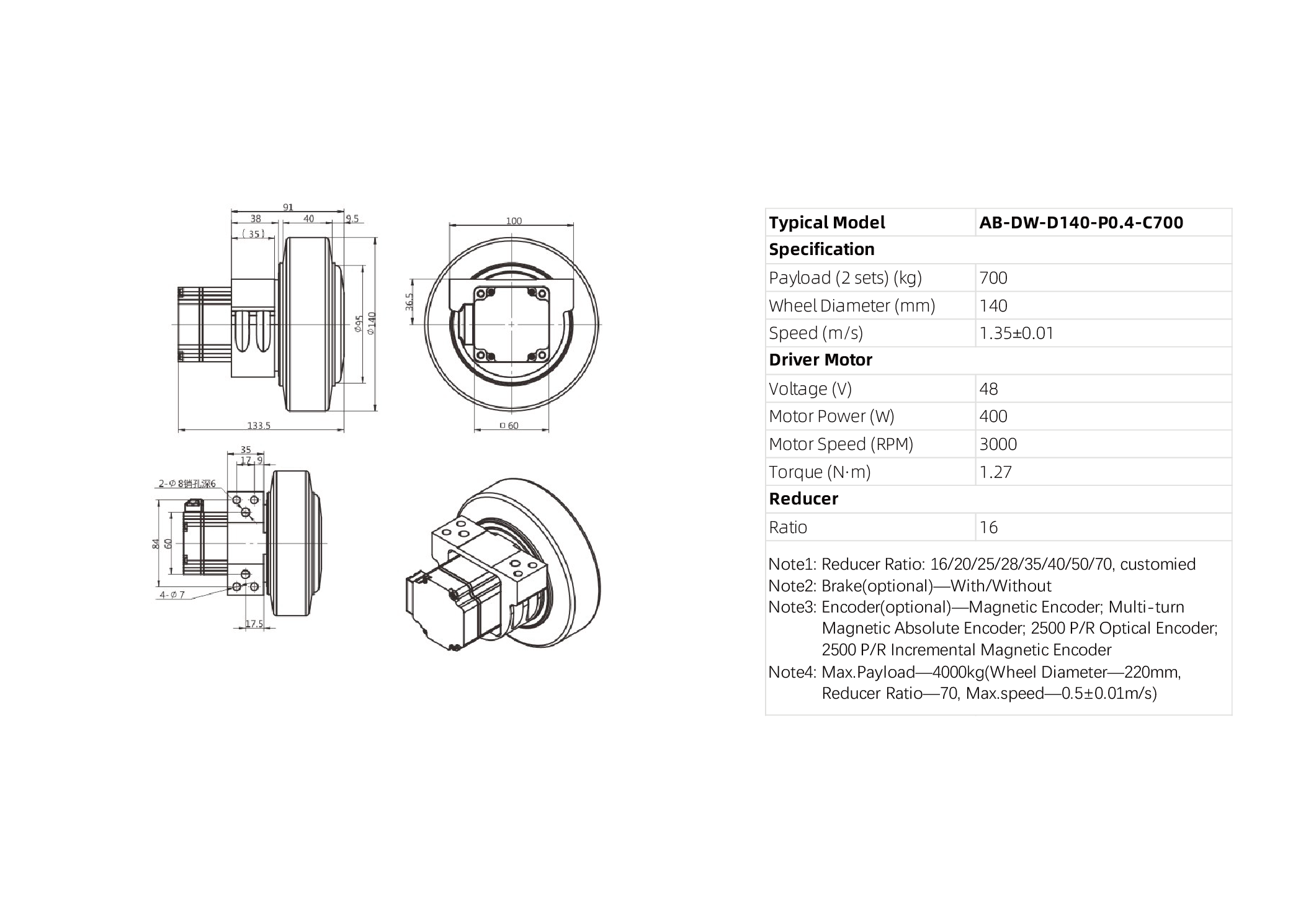 Differential Wheel Module - Integrated Motion Module - ATOMBOTIX